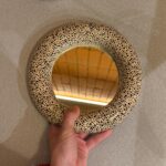 Handmade Ceramic Round Wall Mirror, Modern Art Decor, Boho Mirror