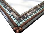 Mosaic Mirror | Gray Copper and Aqua | Large Wall Mirror | Bathroom Decor - Image 6