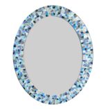Blue Gray Mosaic Oval Wall Mirror, Handmade Decor - Image 5