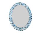 Blue Gray Mosaic Oval Wall Mirror, Handmade Decor