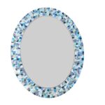 Blue Gray Mosaic Oval Wall Mirror, Handmade Decor