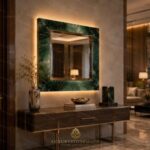 Green Onyx Wall Mirror Luxury Handmade Stone Vanity Marble Decor Statement Interior Design - Image 6