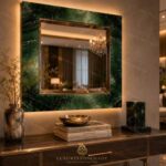 Green Onyx Wall Mirror Luxury Handmade Stone Vanity Marble Decor Statement Interior Design - Image 7